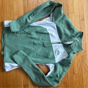 The North Face Olive and White Fleece Quarter Zip Pullover